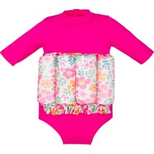 Swim Foam Kız Çocuk Mayosu Pembe Çiçek Desenli UV Korumalı Batmaz 4 - 5 Yaş Modeli