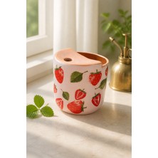BVA Collection El Yapımı Stoneware Çiçekli Matara Kupa 300 ml
