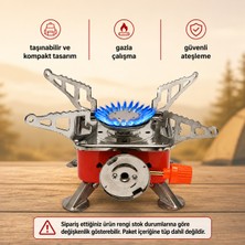 CoverZone Taşınabilir Kart Tipi Kamp Ocağı, Butan/propan Gazlı, 113X113X92MM, 347G, Outdoor Açık Hava, Piezo Elektrikli Otomatik Ateşleme | K-202