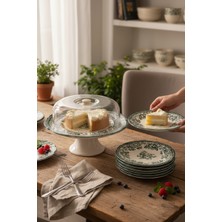 Akayev Porselen Vintage Green 8 Parça Pasta Seti