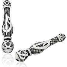 Inure Jewelry Gümüş Nokta İşlemeli Elif Vav Motifli Tesbih İmamesi