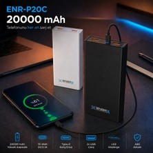 Enerx ENR-P20C 20.000 mAh Hızlı Powerbank (2,1 A) – Çift Çıkış, Siyah