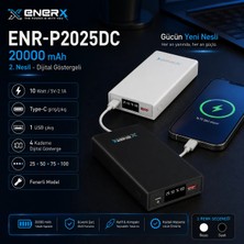 Enerx ENR-P2025DC 20000 Mah Powerbank – Hızlı Şarj, LED Göstergeli, 2.1A Çift Çıkış (Beyaz)