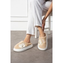 Polomia Comfort Poppy Paris Kadın Sevimli Ayıcık Figürü Desen Peluşlu Hafif Kaymaz Eva Taban Kışlık Terlik