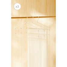 Ocean Home Textile 3'lü 3 Katlı Ekru Renk Kumaş Kaplı Metal Giysi Askısı 42 x 41 x 0.5 cm