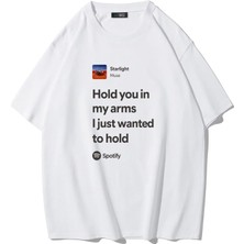 Brz Collection Unisex Oversize Starlight - Muse T-Shirt (Beyaz)