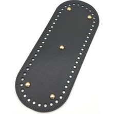 Angel Çanta Aksesuar Suni Deri 30X12 cm Oval Çanta Tabanı Koyu Gri Renk Light Gold Aparatlı