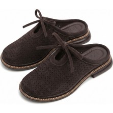 Meril Shoes Vello Süet Delikli Bağcıklı Kadın Terlik