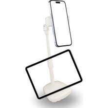 Larimar Masa Üstü Tablet ve Telefon Tutucu Plastik Aparat Beyaz Telefon Standı (5177)