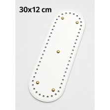 Angel Çanta Aksesuar Suni Deri 30X12 cm Oval Çanta Tabanı Beyaz Renk Light Gold Aparatlı