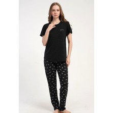 Kezokino Kadın Kısa Kollu Siyah Pijama Takımı C8T8N2215