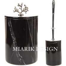 Miarik Design Dekoratif Mermer Çöp Kovası ve Tuvalet Fırçası