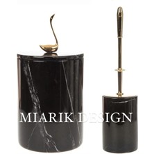 Miarik Design Dekoratif Mermer Çöp Kovası ve Tuvalet Fırçası