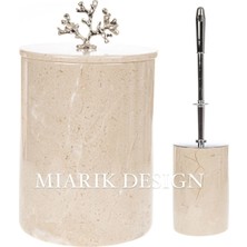 Miarik Design Dekoratif Mermer Çöp Kovası ve Tuvalet Fırçası