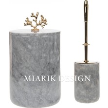 Miarik Design Dekoratif Mermer Çöp Kovası ve Tuvalet Fırçası