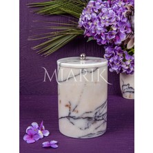 Miarik Design Dekoratif Leylak Mermer Beyaz Çöp Kovası