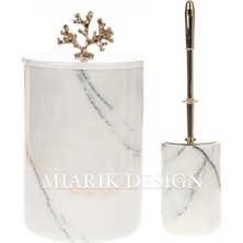 Miarik Design Dekoratif Mermer Çöp Kovası ve Tuvalet Fırçası