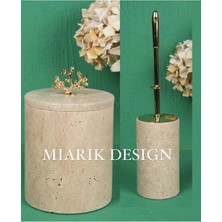 Miarik Design Dekoratif Mermer Çöp Kovası ve Tuvalet Fırçası