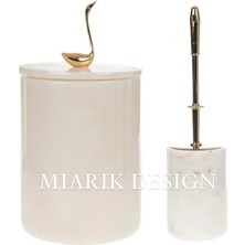 Miarik Design Dekoratif Mermer Çöp Kovası ve Tuvalet Fırçası