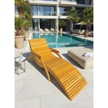Zoho Design Doğal Ahşap Şezlong/Ergonomik Şık ve Dayanıklı Tasarım/Plaj ve Havuz /Otel/Spa/Bahçe ve Teras