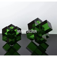 Miarik Design Dekoratif 2li Kübik Kristal Obje Kitap Tutucu