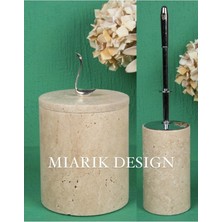Miarik Design Dekoratif Mermer Çöp Kovası ve Tuvalet Fırçası