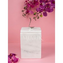 Miarik Design Dekoratif Beyaz Mermer Kare Çöp Kovası