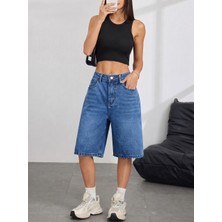 Wkm Kadın Relaxed Fit Asit Yıkama Denim Şort