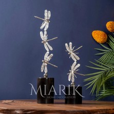 Miarik Design Dekoratif Beyaz Mermer Kaideli 2li Gold Yusufcuk Dekor Obje