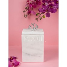 Miarik Design Dekoratif Beyaz Mermer Kare Çöp Kovası