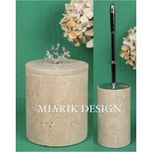 Miarik Design Dekoratif Mermer Çöp Kovası ve Tuvalet Fırçası