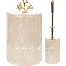 Miarik Design Dekoratif Mermer Çöp Kovası ve Tuvalet Fırçası