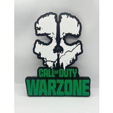 Goka 3D Craft COD:Warzone Ghost Logolu 3D Duvar Dekoru - 23 cm Premium Versiyon (1.5 cm Çift Montaj Setli)