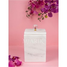 Miarik Design Dekoratif Beyaz Mermer Kare Çöp Kovası