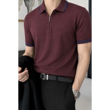 Tarz Cool Erkek Fermuar Yaka Triko Polo Tişört – Slim Fit Pamuklu Yazlık Triko