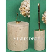 Miarik Design Dekoratif Mermer Çöp Kovası ve Tuvalet Fırçası
