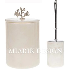 Miarik Design Dekoratif Mermer Çöp Kovası ve Tuvalet Fırçası