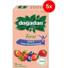 Doğadan Form Çilek & Yaban Mersini 18 Poşet Çay x 5 Adet