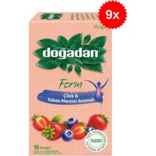 Doğadan Form Çilek & Yaban Mersini 18 Poşet Çay x 9 Adet