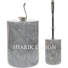 Miarik Design Dekoratif Mermer Çöp Kovası ve Tuvalet Fırçası