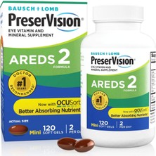 Preservision (Özelsporcugıdaların'dan !!) Areds 2 Eye Vitamin  120 Softgjel Mineral, Contains Lutein, Vitamin C, Zeaxanthin, Zinc  Vitamin E,57.