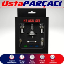 Ustaparçacı H7 Acil Yol Seti 12V Araç Ampul ve Sigorta Seti Far Stop Park Sofit Ampul + Blade Sigorta Seyahat Güvenlik Kiti
