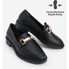 Marjin Kadın Loafer Makosen Casual Tokalı Günlük Ayakkabı Tonyas Siyah