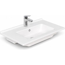 Dura Sees Tezgah Üstü Slim Lavabo 65X46,5 cm Dolap Uyumlu Batarya Delikli Beyaz | 5810