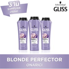 Gliss Blonde Perfector Mor Şampuan 250 Ml X 3 Canlandırıcı Etki ile Boyalı Saçlar İçin Özel Formül