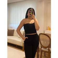 NN Sister Kaşkorse Straplez Crop Bluz