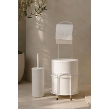 Decorev Modern Banyo Seti – Kapaklı Çöp Kovası, Tuvalet Kağıtlığı ve Wc Fırçası | Minimal Tasarım