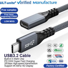 Ult-Unite 100W Şarj 1 Metre 4.92FT Tip C Erkek - Dişi 4K 60HZ 20GBPS Veri Aktarımı USB 3.2 Uzatma Kablosu Dizüstü Bilgisayar Için