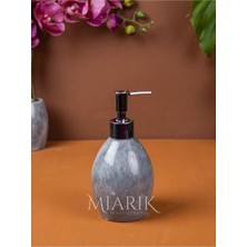 Miarik Design Beyaz Renk Gümüş Detaylı Mermer Oval Sıvı Sabunluk