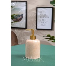 Miarik Design Bej Rengı Altın Detaylı Mermer Sıvı Sabunluk